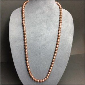 VTG Pop Bead Necklace Long Copper Metallic Round Adjustable Retro